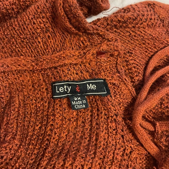 LAST CHANCE Lety & Me rust open cardigan with string detail in  back 2X - Picture 6 of 6